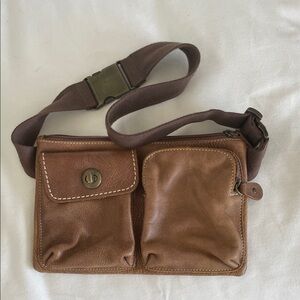 Roots Caramel Leather Crossbody Waist Bag O/S